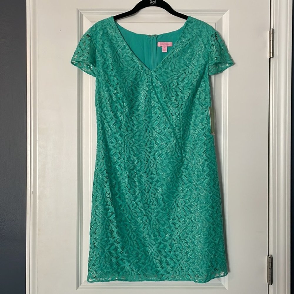 NWT Lilly Pulitzer Seafoam Green Jungle Lace Erica Dress